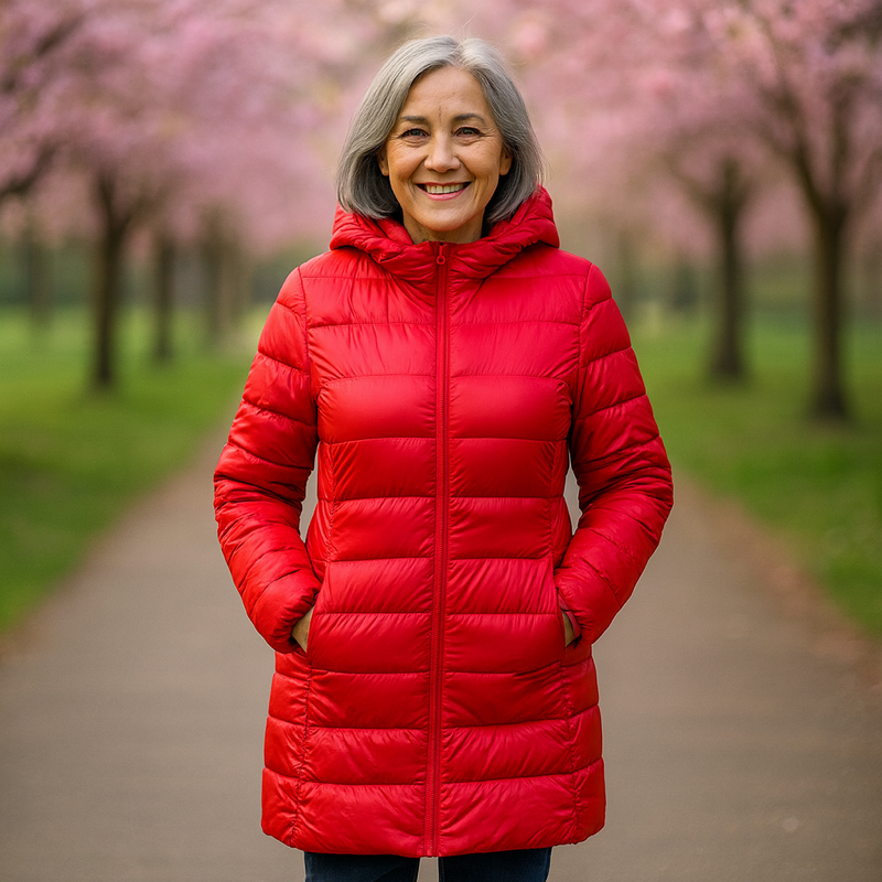 Helsa Long Padded Jacket | Red - Threadford