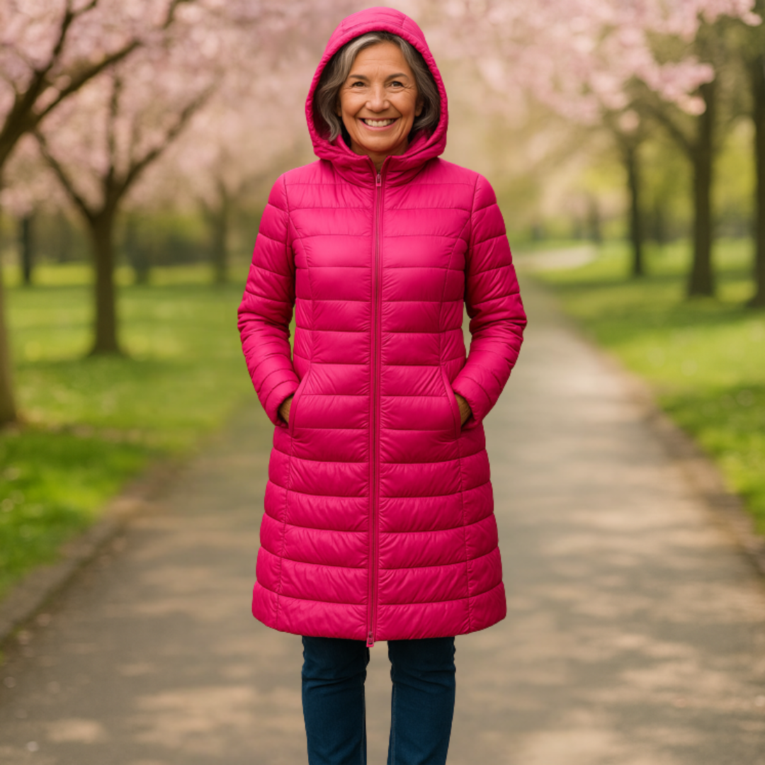 Helsa Long Padded Mid Jacket | Pink - Threadford