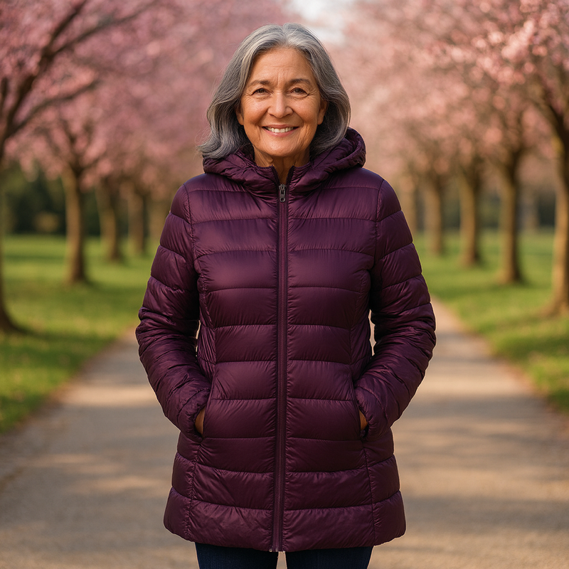Helsa Long Padded Mid-Season Jacket | Purple - Threadford