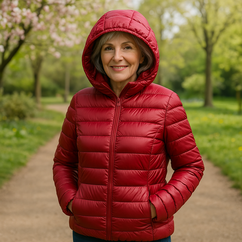Metta Padded Mid-Season Jacket | Dark Red - Threadford