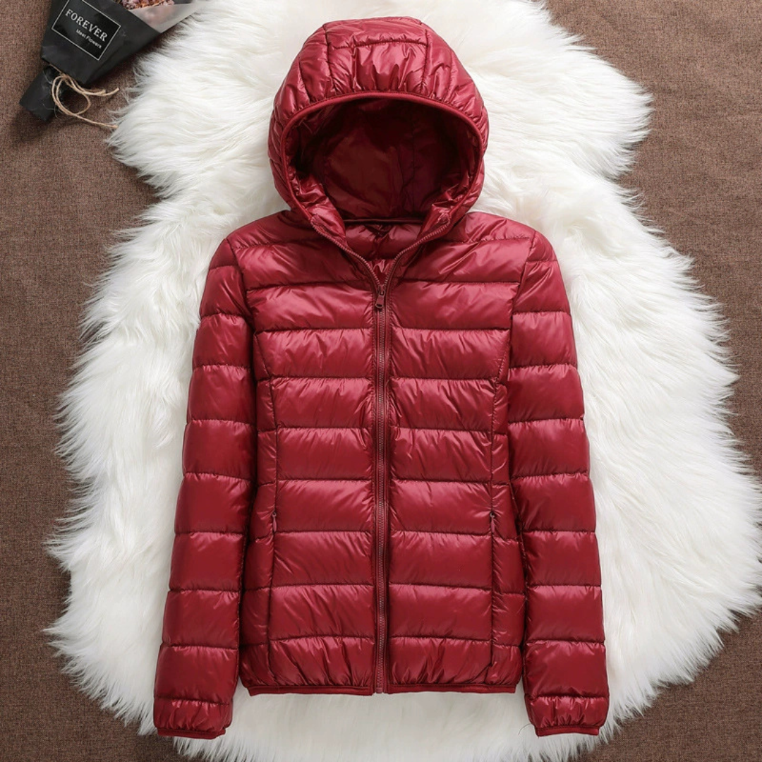 Metta Padded Mid-Season Jacket | Dark Red - Threadford