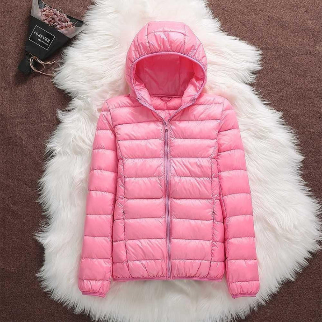 Metta Padded Mid-Season Jacket | Pink - Threadford
