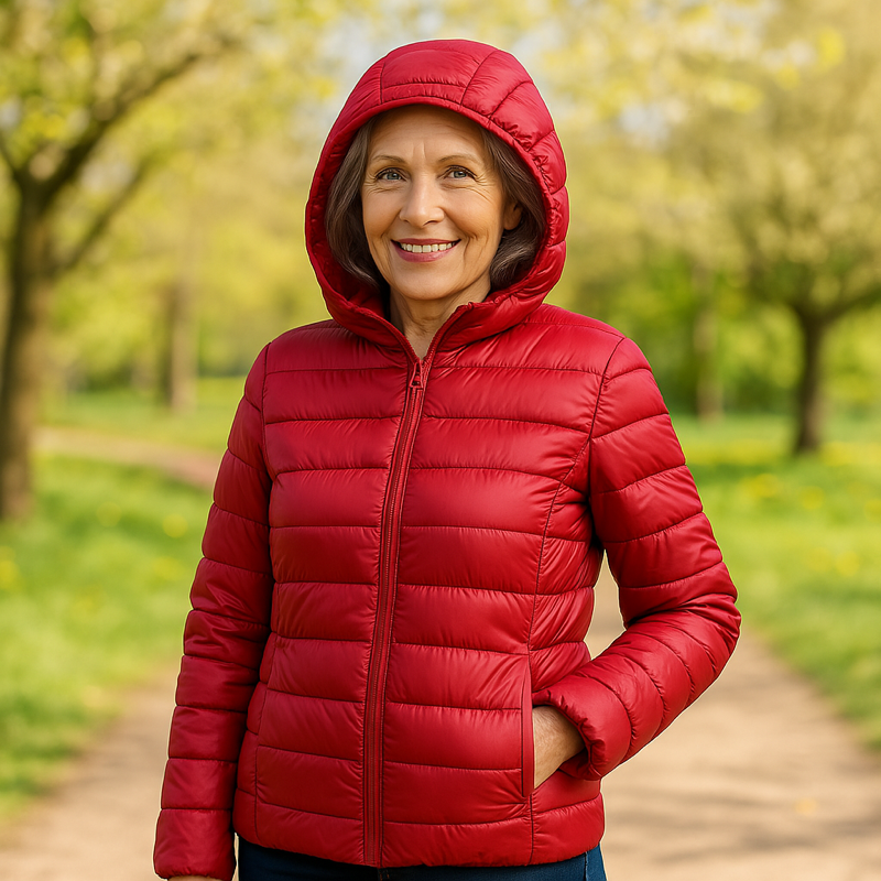 Metta Padded Mid-Season Jacket | Red - Threadford