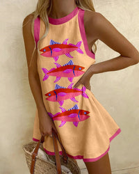 Anavée™ | Mini dress with sardine print