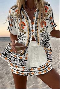 Irella™ | Short Linen Set with Floral Print