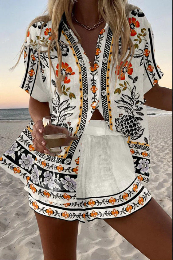 Irella™ | Short Linen Set with Floral Print - Threadford