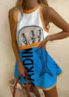 Isoria™ | Mini dress with blue print - Threadford