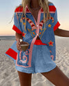 Jorelle™ | Short Linen Set with Goat Print - Threadford