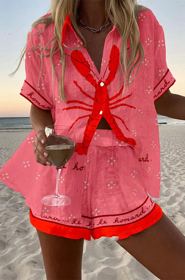 Pallina™ | Short Linen Set in Lobster Pink - Threadford