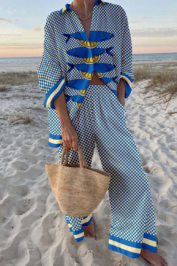 Trivela™ | Linen Set with Sardine and Lemon Print - Threadford