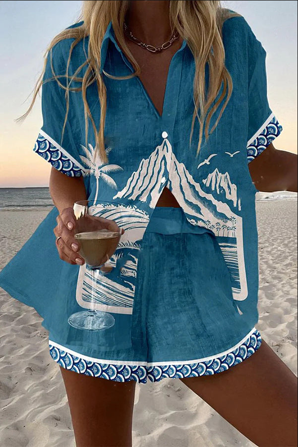 Virina™ | Short Linen Set Monte Fuji - Threadford