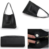 Simple Solid Colour Shoulder Bag Made of Genuine Leather - Threadford