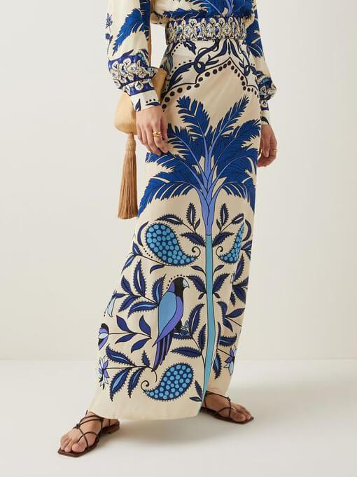 Unique Palm Tree Flower A-line Skirt - Threadford