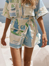 Unique Painted Print Irregular Skirt - Threadford