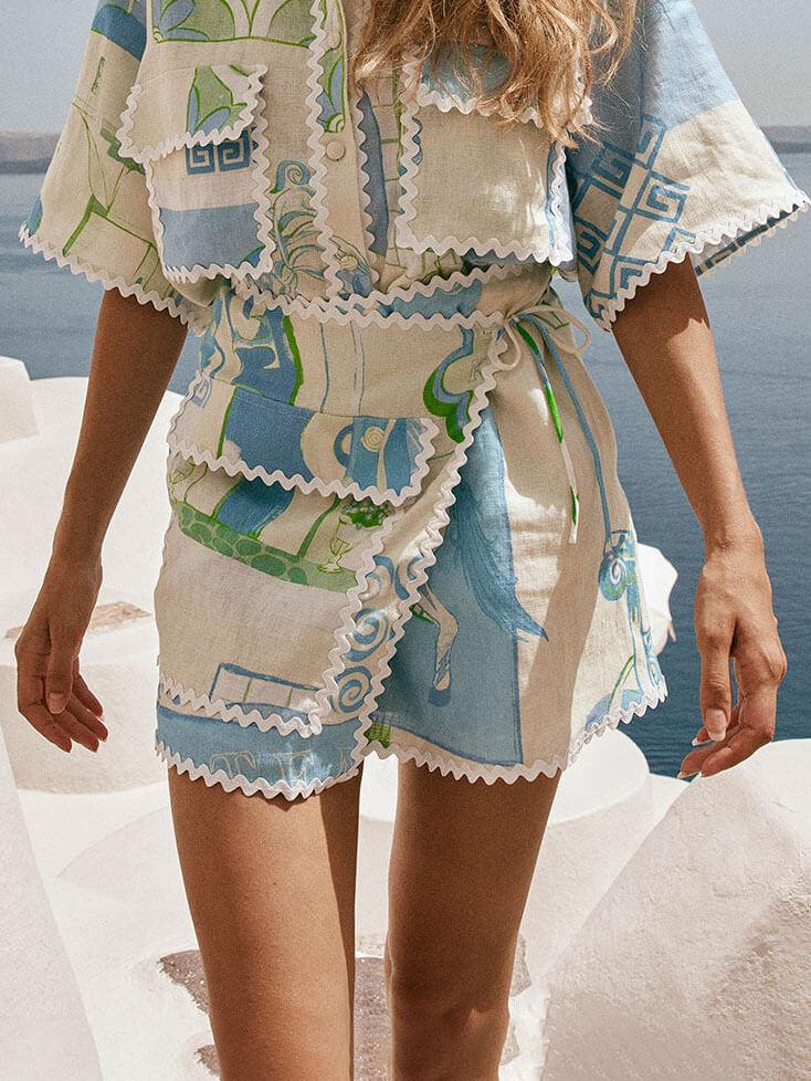Unique Painted Print Irregular Skirt - Threadford
