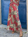 Modern Feel Unique Abbie Satin Tiger Print High Rise Elastic Waist Maxi Skirt - Threadford