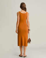 Brown Contrast Slip Sweater Dress - Threadford