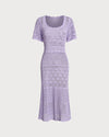Purple U Neck Cut Out Sweater Dress - Threadford