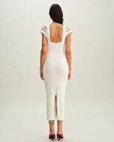 White Crochet Bodycon Sweater Dress - Threadford