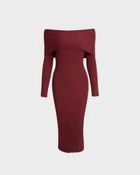 Red Off The Shoulder Bodycon Sweater Dress