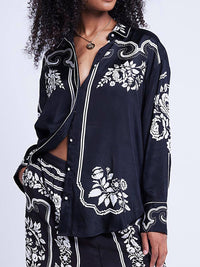 Camicia ampia oversize con stampa floreale western unica