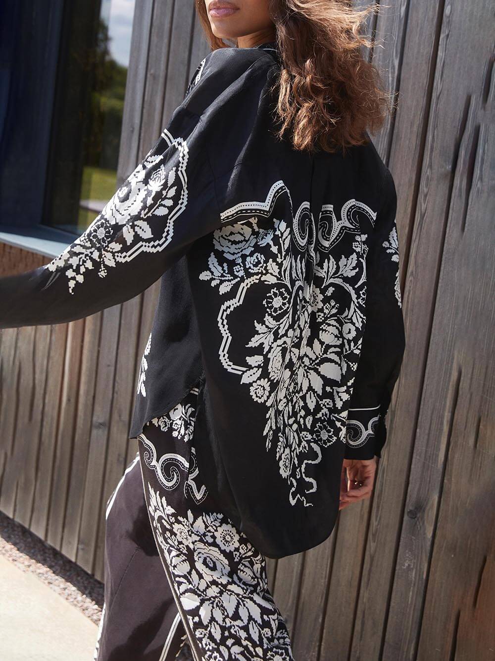 Unique Western Floral Print Oversized Loose Shirt - Threadford