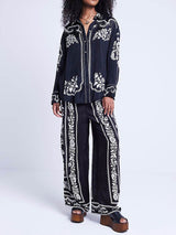 Unique Western Floral Print Oversized Loose Shirt - Threadford