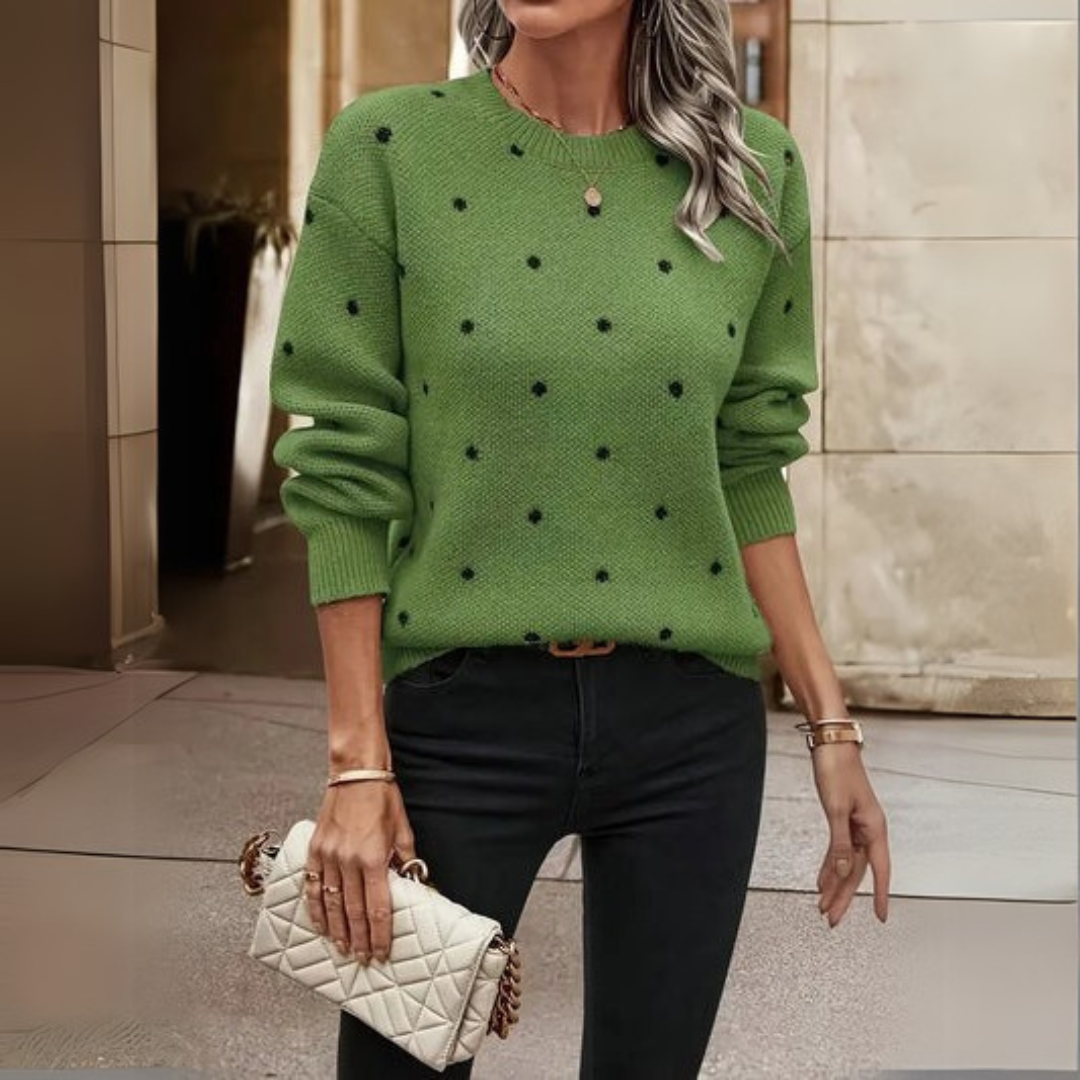 Ava - Soft Sweater with Dots - Threadford