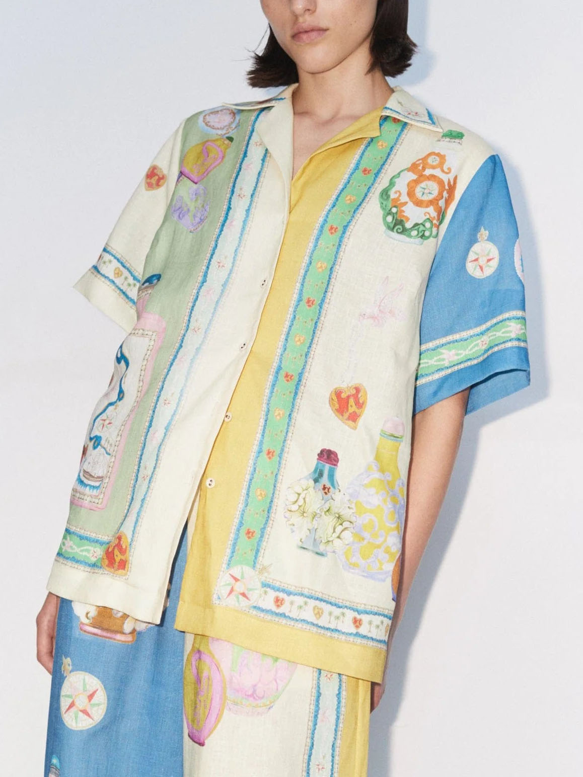 Exquisite Vintage Court Painted Print Single Breasted Shirt - Threadford
