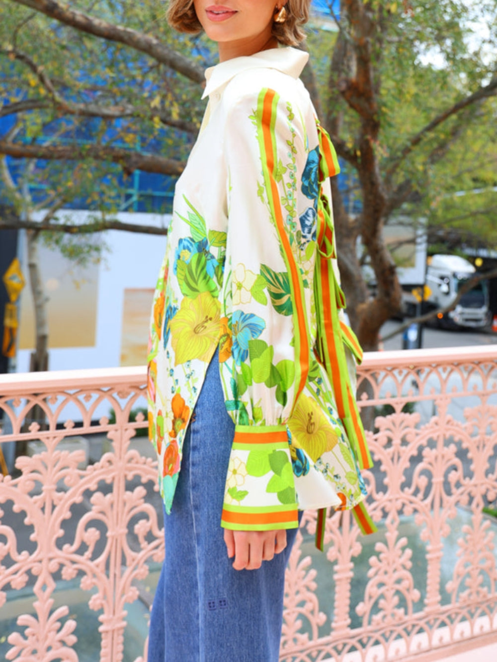 Tailored Silhouette Floral Print Top - Threadford