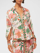 Unique Flower Print Slit Blouses - Threadford