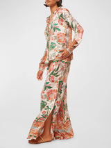Unique Flower Print Slit Blouses - Threadford