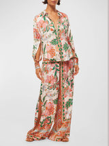 Unique Flower Print Slit Blouses - Threadford