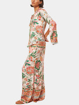 Unique Flower Print Slit Blouses - Threadford