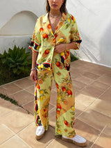 Modern Lemon Print Cardigan Single Breasted Lapel Shirt - Threadford