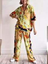 Modern Lemon Print Cardigan Single Breasted Lapel Shirt - Threadford