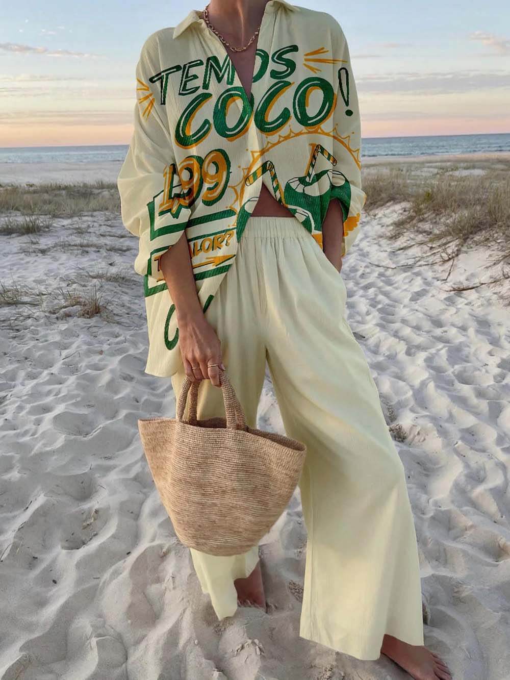 Fashionable Print Casual Vacation Style Set - Threadford