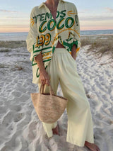 Fashionable Print Casual Vacation Style Set - Threadford