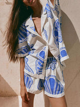 Casual Ocean Shell Print Shorts Two-Piece Set - Threadford