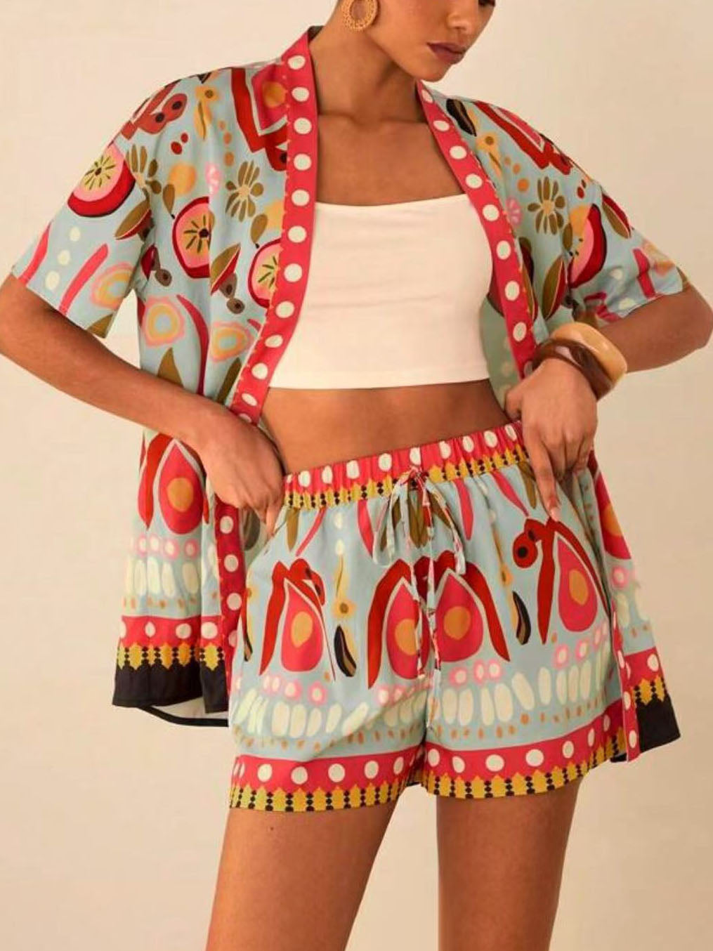 Personalized Graffiti Floral Print Shorts Two-Piece Set - Threadford