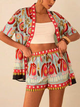 Personalized Graffiti Floral Print Shorts Two-Piece Set - Threadford