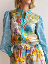 Classic Unique Print Linen Long-Sleeved Shirt And Shorts Set - Threadford
