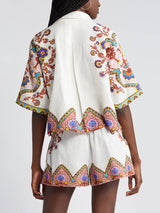 Ethnic Floral Print Shirt And Shorts Suit - Threadford