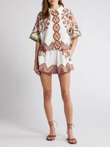 Ethnic Floral Print Shirt And Shorts Suit - Threadford