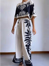 Ethnic Print Loose Short-Sleeved Suit - Threadford