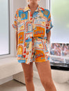 Sun Lounger Loose Printed Shirt Shorts Set - Threadford
