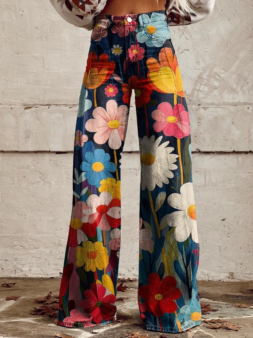 Léna - Cheerful Floral Trousers - Threadford