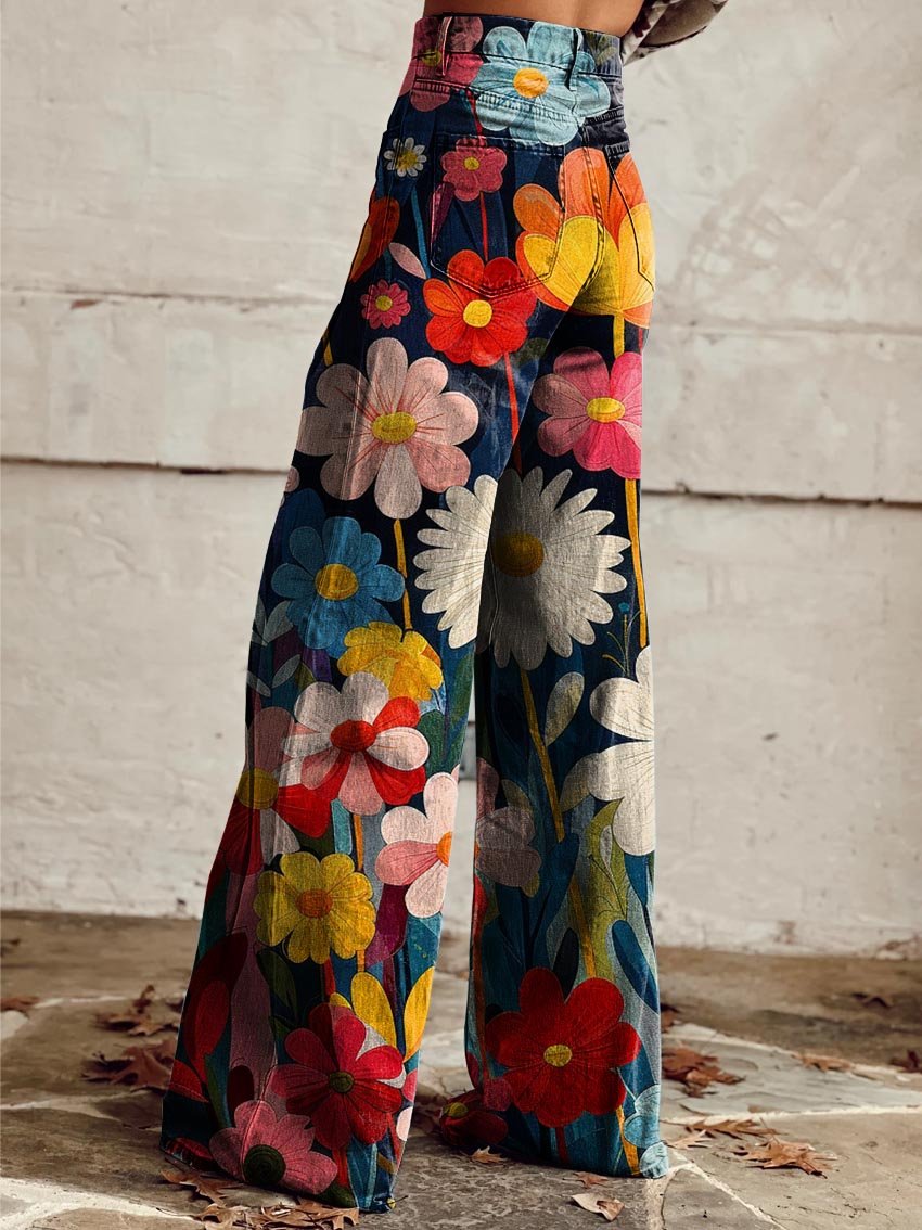 Léna - Cheerful Floral Trousers - Threadford