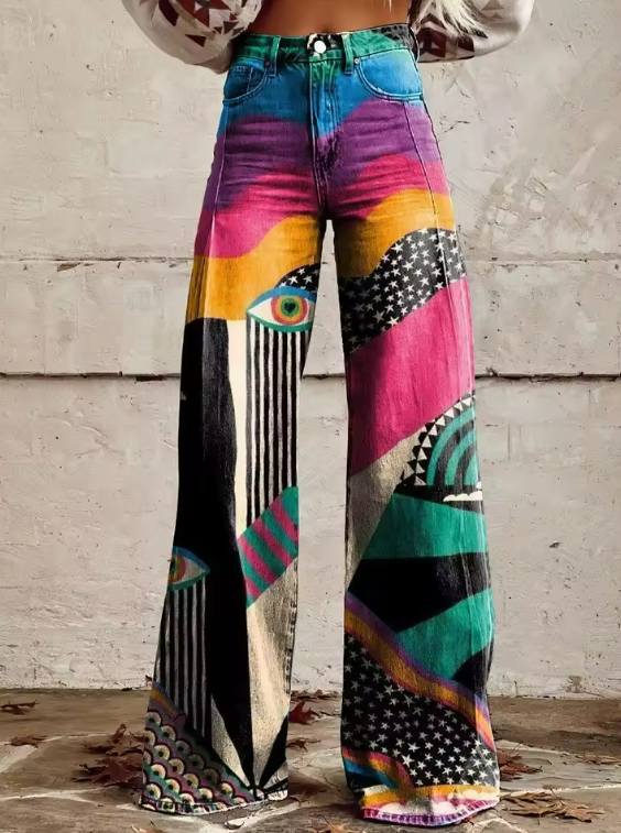 Talia - Bohemian Flared Trousers - Threadford