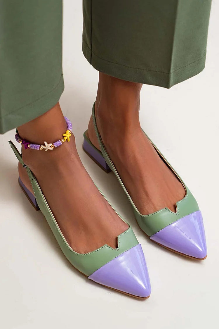 VITTORIA | Elegant ballet flats with a pointed toe and two-tone details for a refined style - Threadford